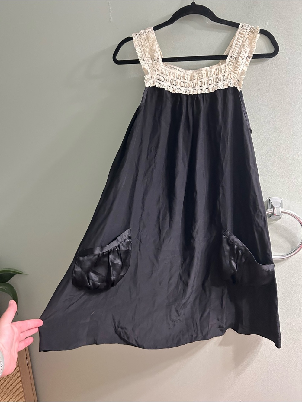 Myne 100% silk black vintage style dress sleep dress